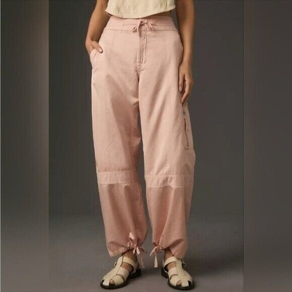 Anthropologie Pants - ANTHROPOLOGIE Pilcro Satin Cargo Parachute Pants Pink Combo Size 31 NEW